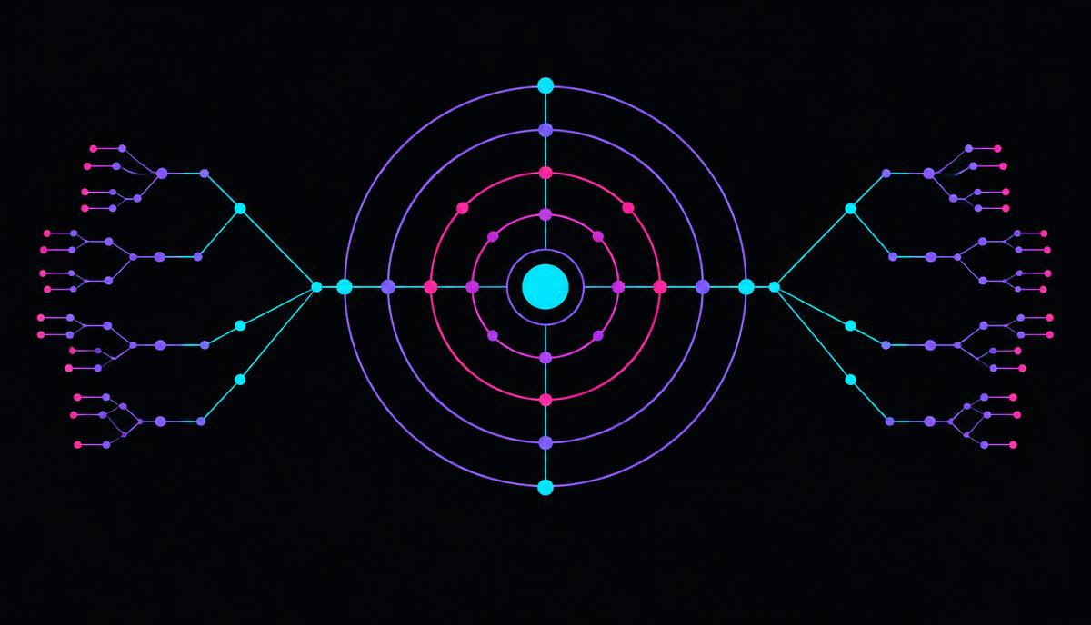 Interconnected glass structures representing an AI system
